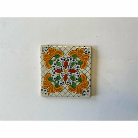 TALAVERA 4 x 4 in. Mexican Decorative Tiles, L121, 4PK L121 4X4